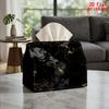 2D Flat 1pc, Tissue Box. Black Marble Pattern Napkin Dispenser, Reusable, Daily Desktop Tissue Storage Box, Suitable for Kitchen, Living Room, Bedroom