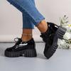 Lucyever Patent Leather Chunky Loafers Shoes for Women  Spring Lace Up Platform Pumps Woman Cozy Thick Bottom Student Shoes