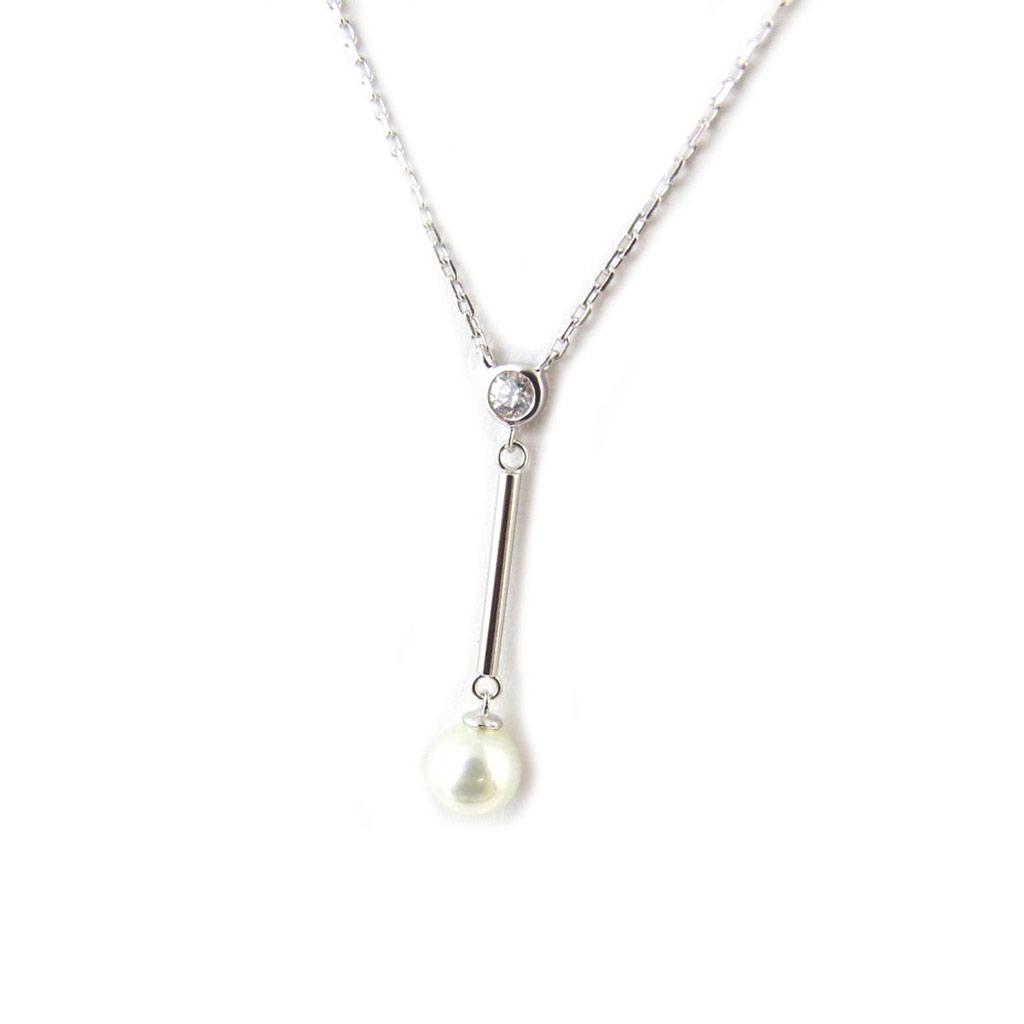 Les Trésors De Lily [N7167] - Designer Necklace 'Sissi' Ivory Silver (rhodium-plated) - 30x6 Mm