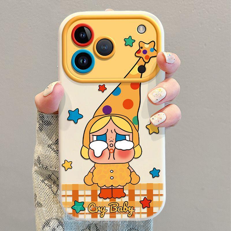 Cartoon Crying Star Phone Case for iPhone 17 Pro Max, Cute Kawaii Slim Fit Protective Cover for Apple iPhone 16 15 14, Luxury Design Shockproof Cases