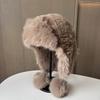 Thickened Lei Feng Hat Women Cute Hanging Ball Plush Ear Protection Hat Winter Travel Thickened Warm Ski Hat