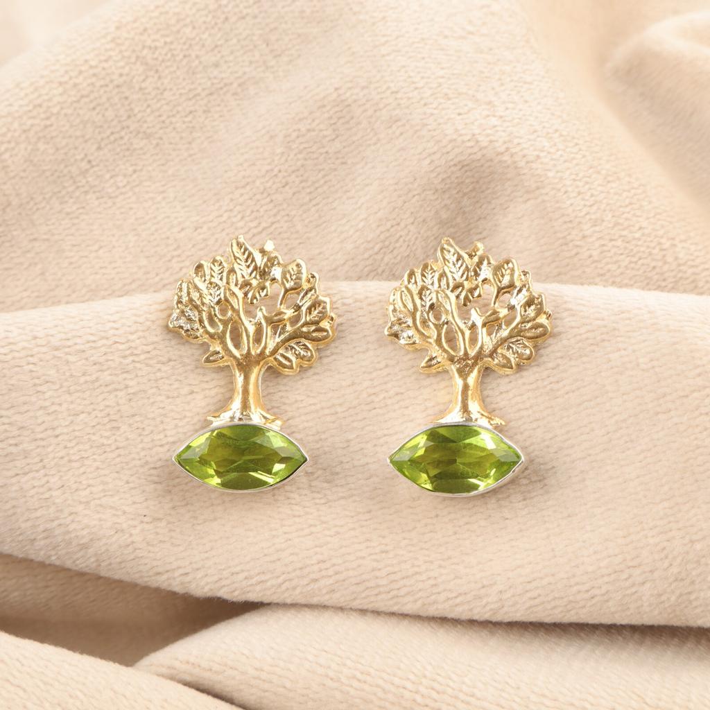 Markiză Peridot Natural Cercei Noi Stud Cadou Cel Mai Bun Prieten Argint Sterling 925 EE-144-6