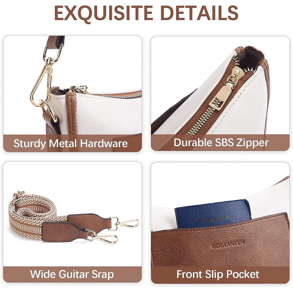 Crossbody Bags for Women Trendy Vegan Leather Hobo Handbags Fashion Shoulder Purse with Adjustable Guitar Strap