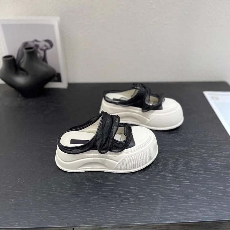 Small 7cm thick bottom 2025 summer new mesh Mary Jane bag head slippers women's muffin bottom light and half drag