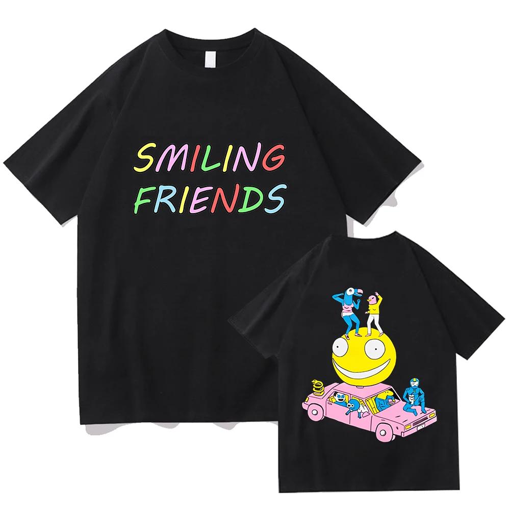 Smiling Friends Manga Graphic T-shirt Cotton Short Sleeve Loose Male Tshirts Unisex Streetwear Casual O-neck Fashion Men T Shirt