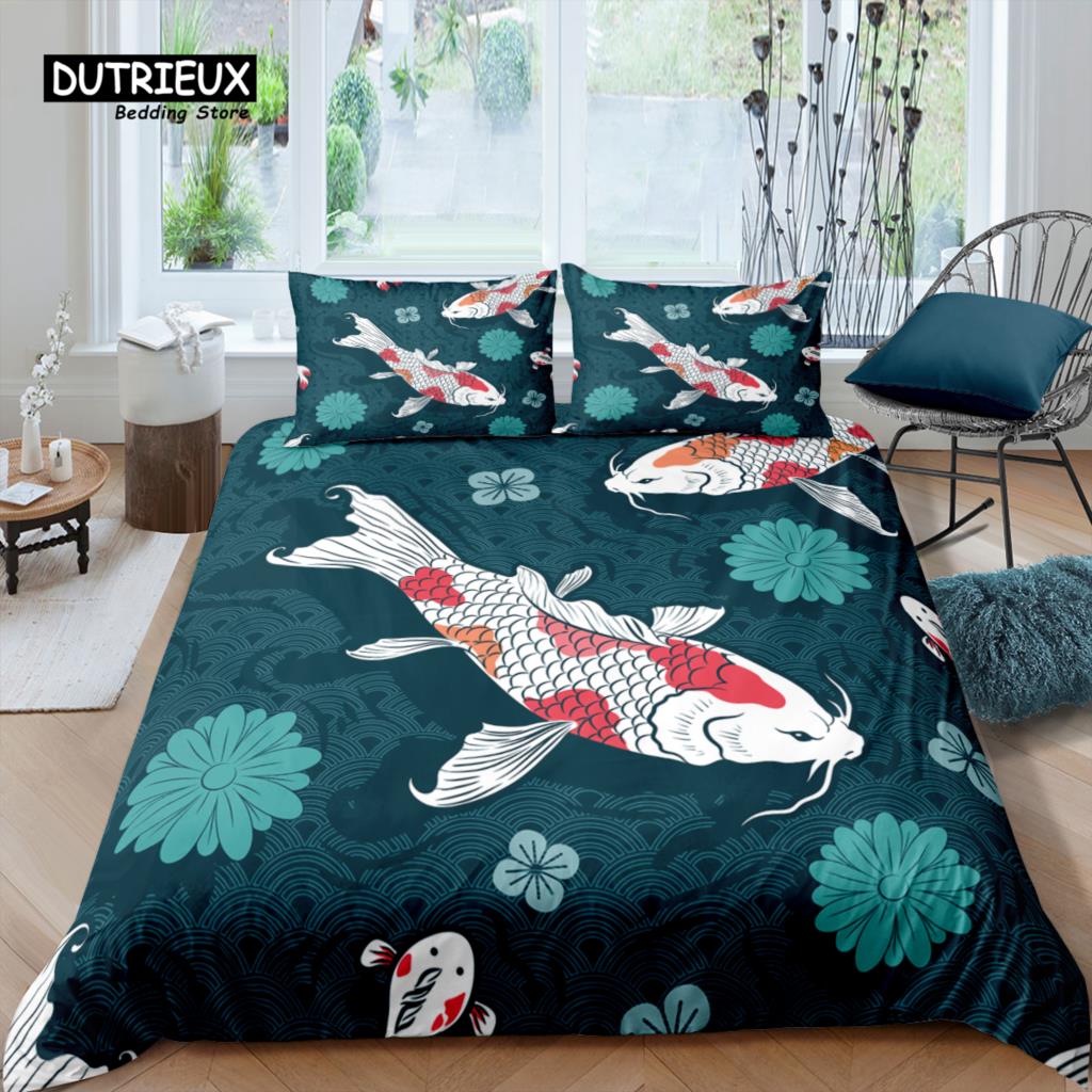Home Living Luxury 3D Fish Bedding Set Girl Duvet Cover Set Pillowcase Kids Bedding Set Queen and King EU/US/AU/UK Size