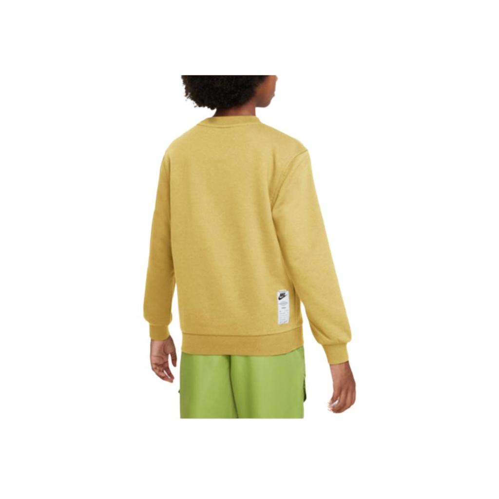 Nike Sportswear Club Logo Crewneck Casual Long Sleeve Kids Tops Saturn-Gold FN9095700