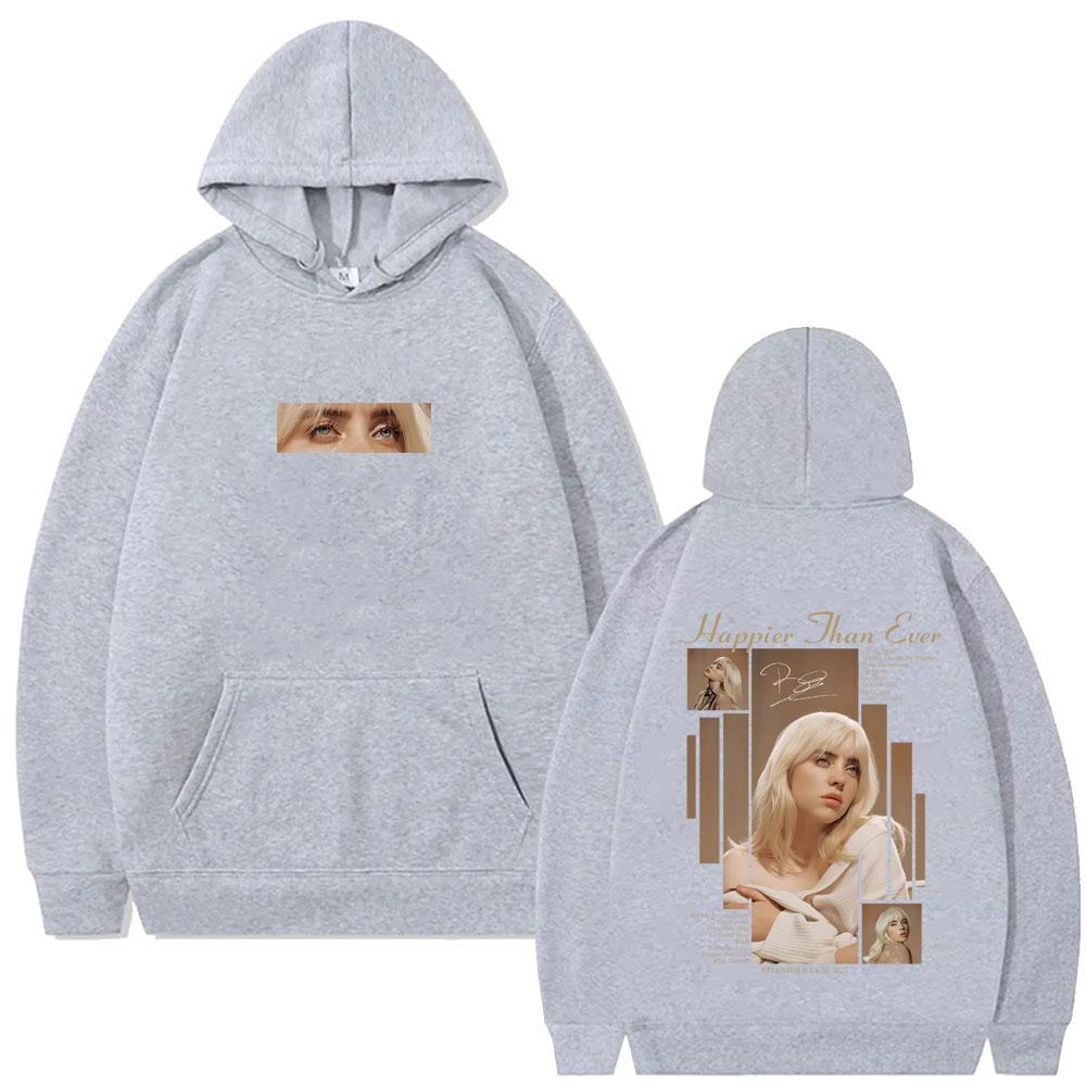 Happier Than Ever Hoodie Men Women Fashion Pop Music Pullover Hoodies Man Vintage Hip Hop Oversized Fleece Cotton Tracksuit