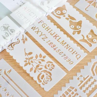 40pcs Pet Slender Hand-written Newspaper Hollow  Template For Diy Notebook Diary Scrapbook