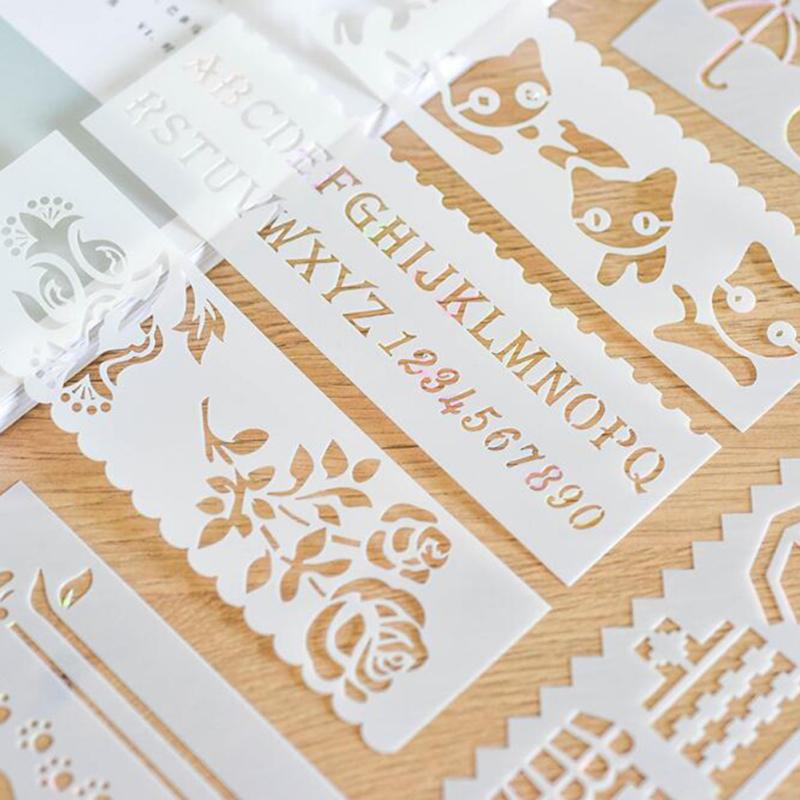 40pcs Pet Slender Hand-written Newspaper Hollow  Template For Diy Notebook Diary Scrapbook