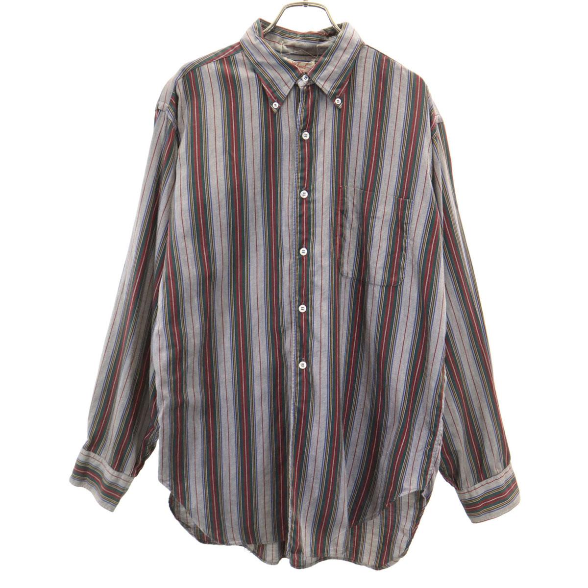 

РУБАШКА SOFT TOUCH 60-х годов винтажная В полоску С длинным рукавом На пуговицах Мужская Б/у