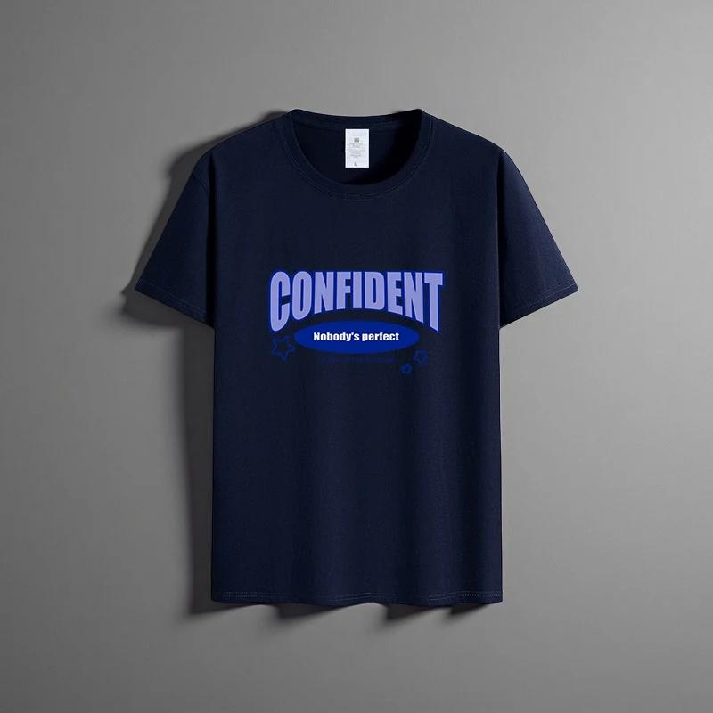 Letní nové unisex všestranné tričko z čisté bavlny módní ležérní top s kulatým výstřihem prodyšné volný střih potisk krátký rukáv