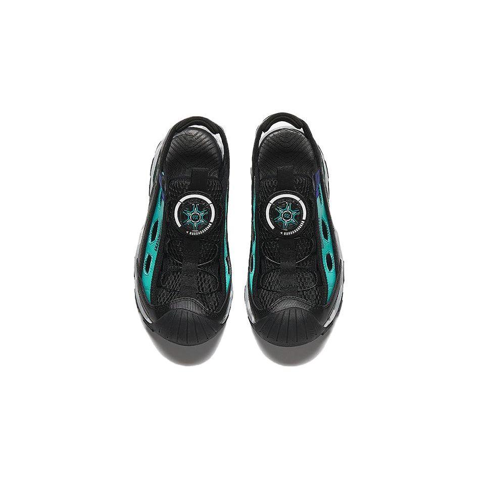 Anta Kids Adjustable Toe Cap Non-Slip Durable Sandals Kids Sandals Black Green A312426953-2