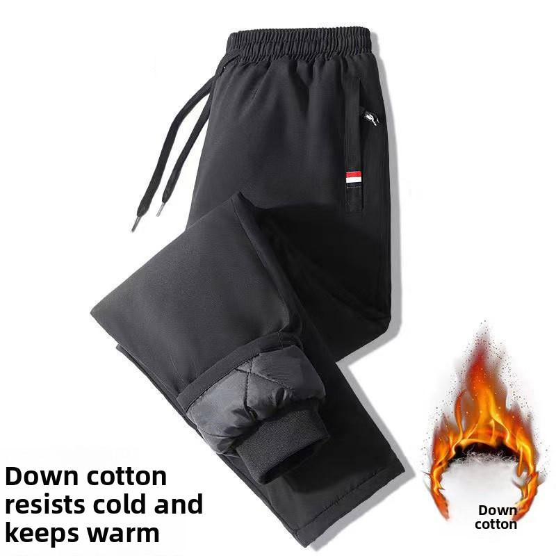 Down-filled Cotton Trousers for Men Autumn/winter Sports Trousers Loose-fitting, Plus-size Casual Trousers Warm Trousers Straight-leg Long Trousers
