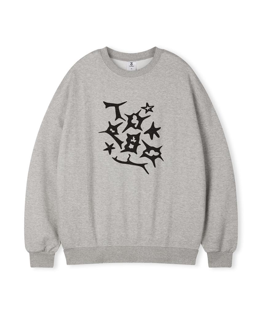 TOPBOY Star Of Thorns Oversized Brushed Print Sweatshirt