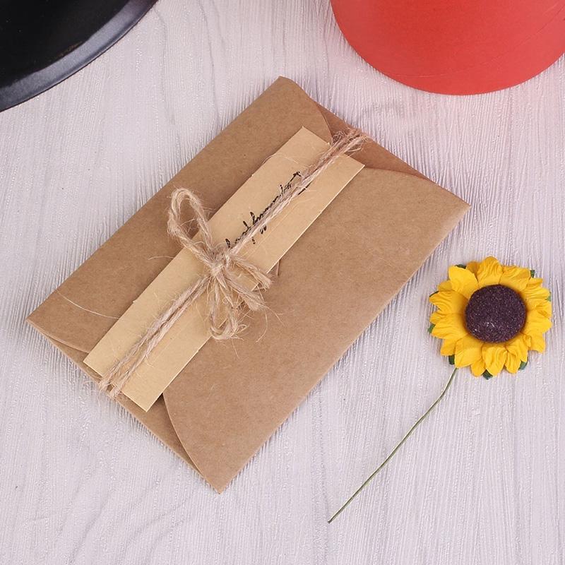 Funny Kraft Paper Handmade Dried Flowers Holiday  Greeting Cards 4 Pcs