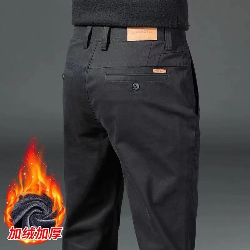 Herbst- und Winter Herren Plüsch Dick/Normal High-End Freizeithose Slim Fit Gerades Bein Business Elastisch Vielseitig Lange Hose für Herren