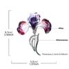 Enamel Purple Orchid Flower Brooches Rhinestone Elegant Plants Brooch For Women'S Clothes Backpack Pins Jewelry Accessory Gift