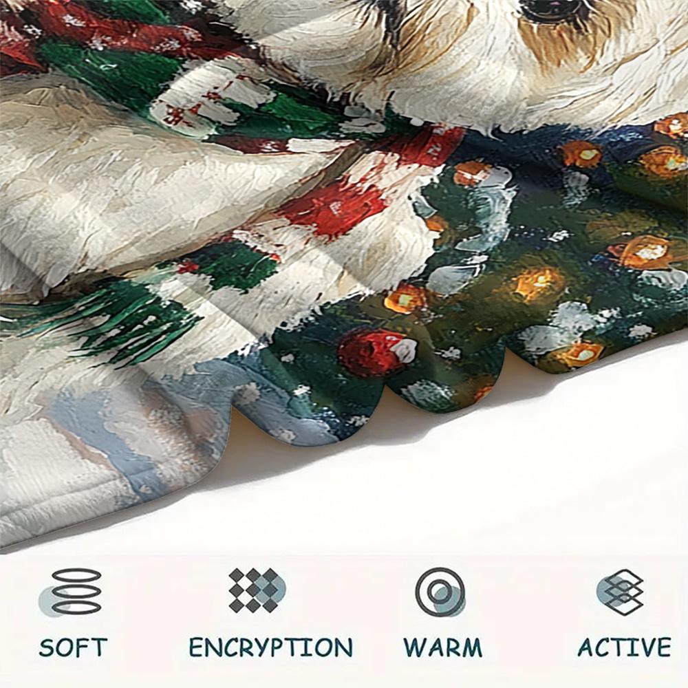 Shih Tzu Print Flannel Blanket, High quality Comfortable for All Seasons, Home Decor, Warmth and Comfort, Perfect for Christmas Gifts