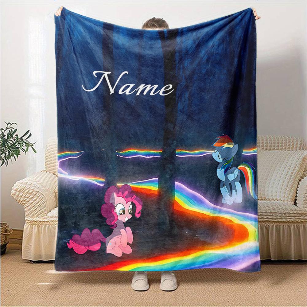 Custom Name Rainbow Dash Party Party Blanket For Couch Bed Plush Cozy Fuzzy Blanket Super Soft Warm Blankets For Fall And Winter 0916116