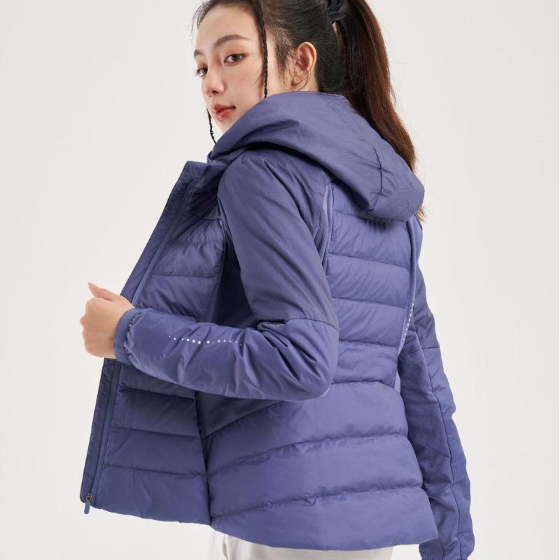 Light and thin sports down jacket slim and thin windproof hooded yoga fitness running outdoor warm jacket women