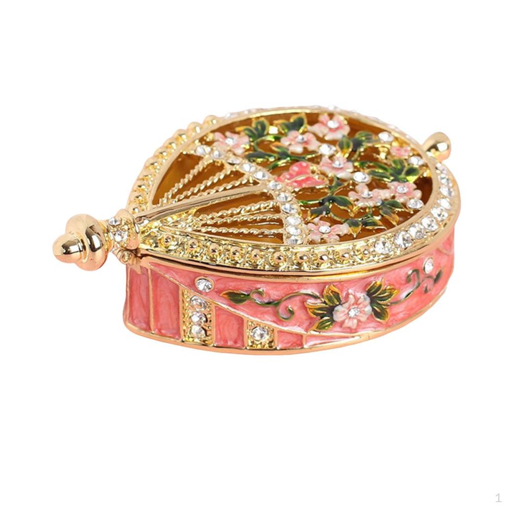 Enamel Jewelry Box Decorative Organizer Dressing Table Trinket for Desktop