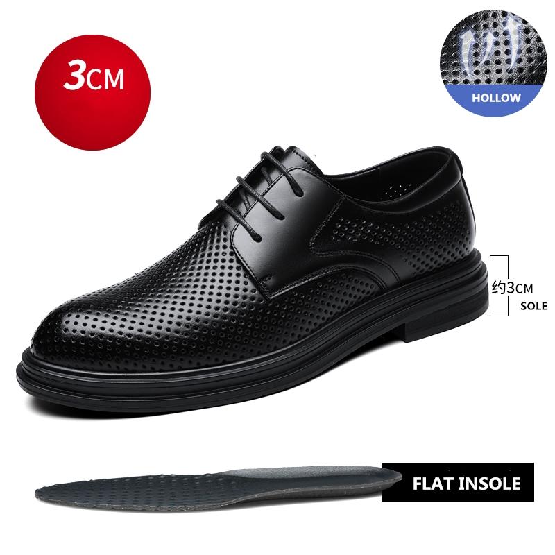 Men Dress Shoes Elevator Shoes Summer Breathable Casual Classic Business Heightening Leather Shoes 8CM 6CM Moccasins Taller Male