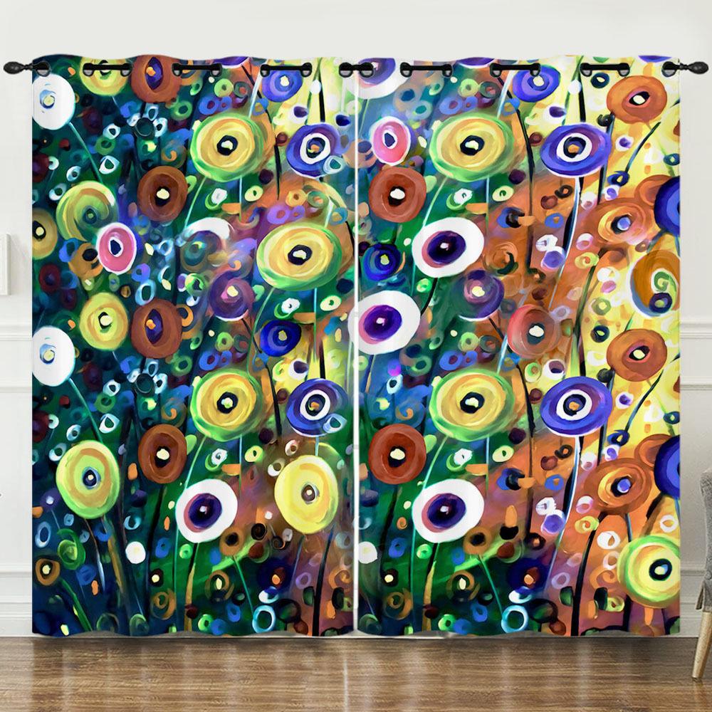 Vorhang Graffiti Blumen Und Pflanzen 3D Digitaldruck Verdunkelungsvorhang Ösen