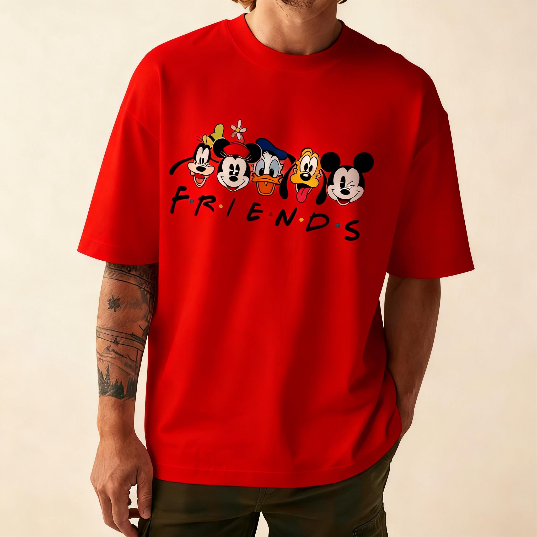 

Disney Mickey and Friends Anime Printed Tshirt Summer Mens and Womens Large Fashion Casual Cotton Parent Child Top Cute Style S