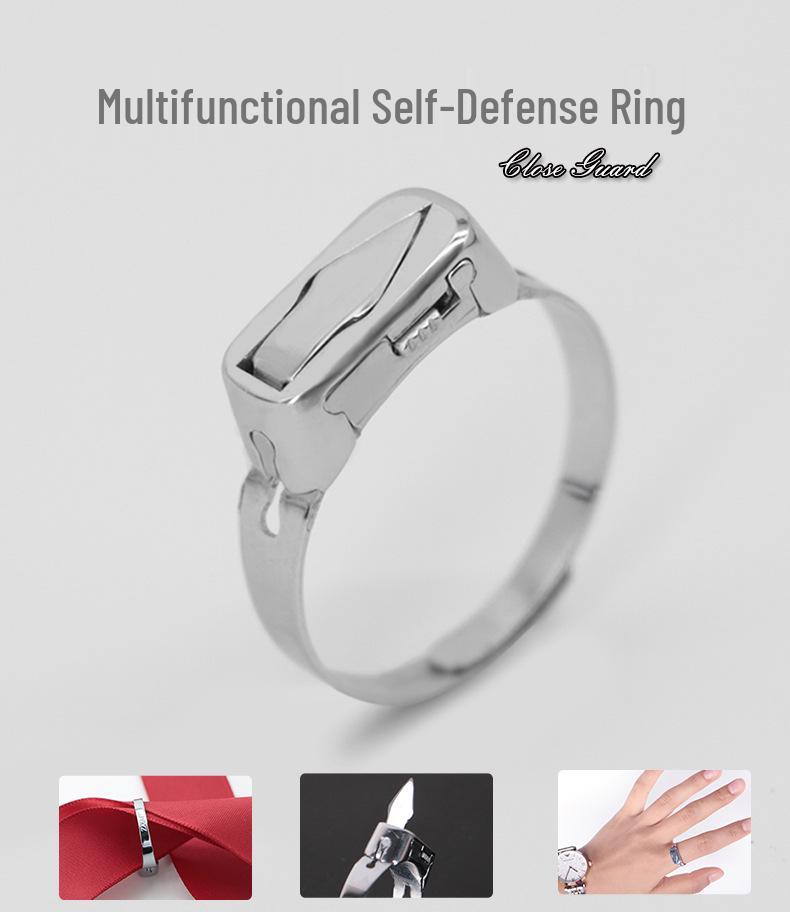 Wolf Defense Stainless Steel Titanium Ring – Unisex, Non-Fading, Hidden Weapon, Personal Safety Accessory