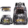 Large Capacity Schoolbag with Shoulder Strap; Student Three-piece Pencil Case Set