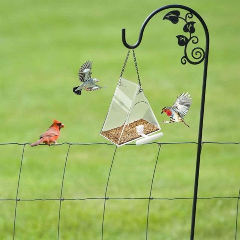 Clear Acrylic Bird Feeder with Window Suction Cup Hanging Chain Small Outdoor Bird Feeder for Wild Birds Finches