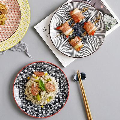 Japoniško stiliaus 8 colių keraminė po glazūruota daržovių vakarienės lėkštė Paprasta desertinė lėkštė Buitinė maža kepsnių patiekalų maisto talpa