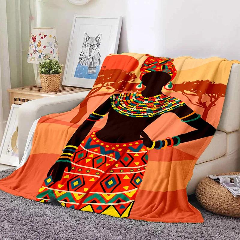 

Cartoon Africa Ethiopian Painting Art Soft Flannel Blanket for Bed Bedroom Sofa Picnic,Throw Blanket for Outdoors Leisure 75x90cm