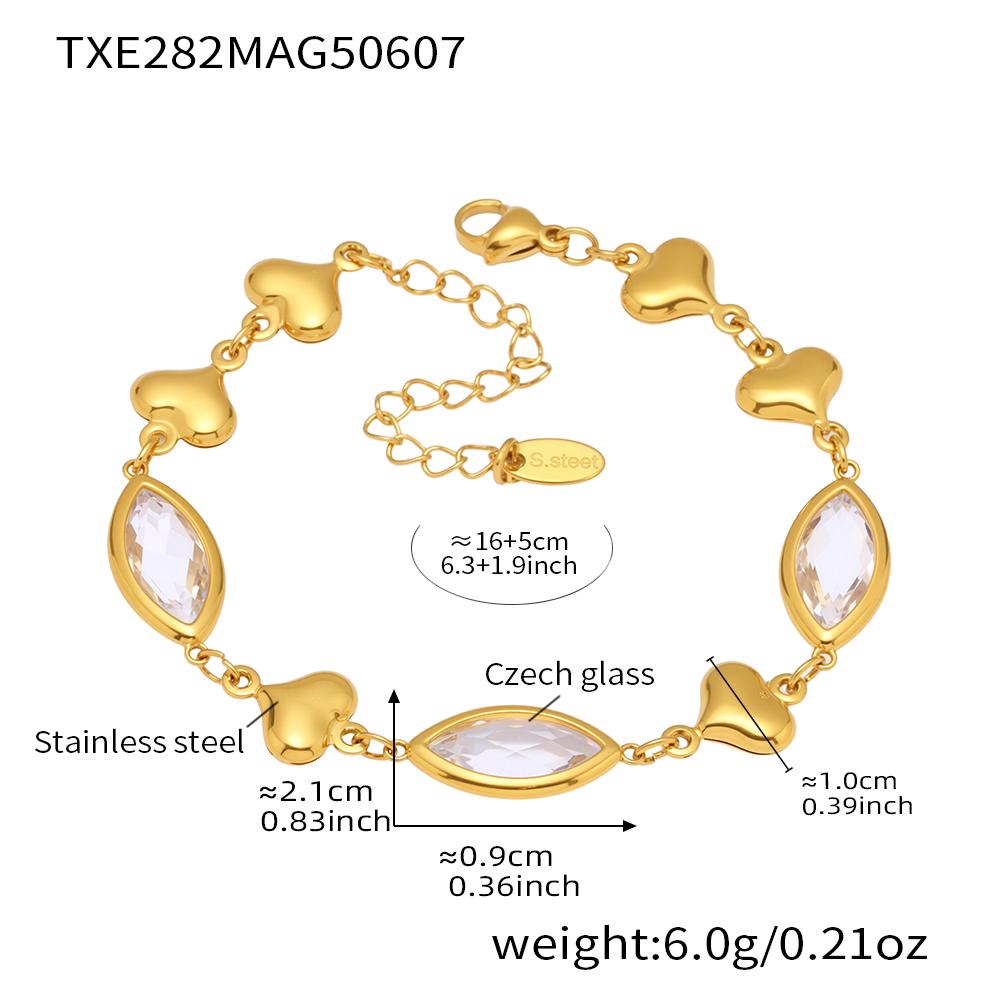 Stainless Steel Chain Bracelet With Shiny Fusiformis And Round Faceted Czech Crystal Glass For Women Luxury Women's Bracelets