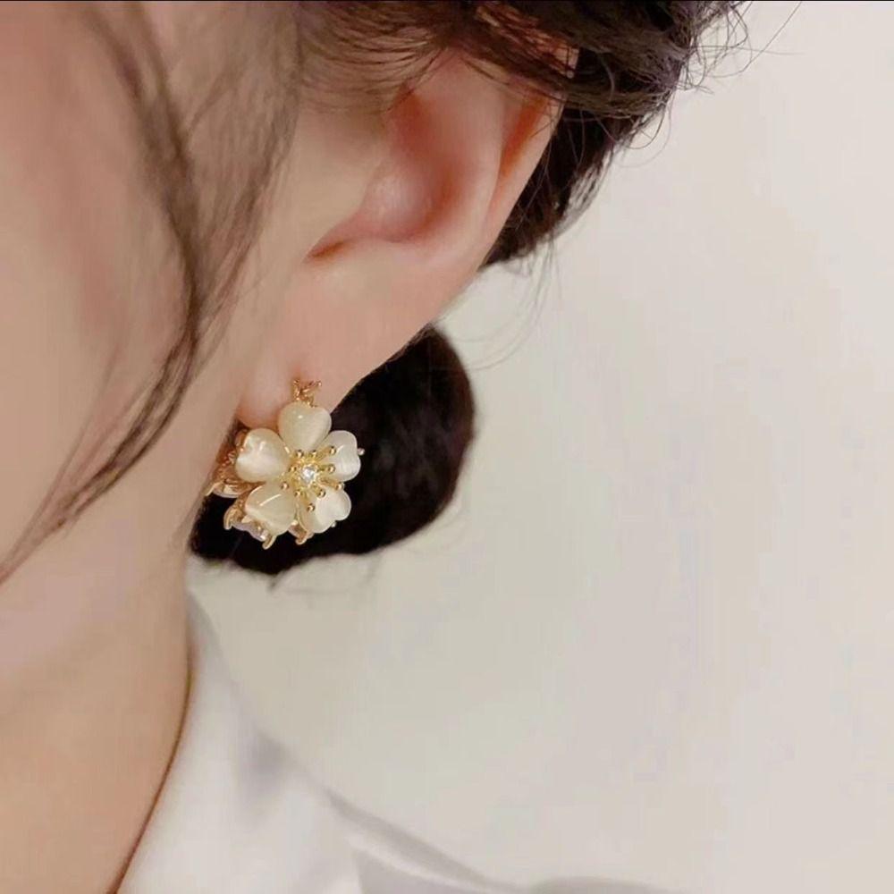Pastoral Style Flower Vintage Earrings Jewelry Accessories Crystal  Earring  Decoration