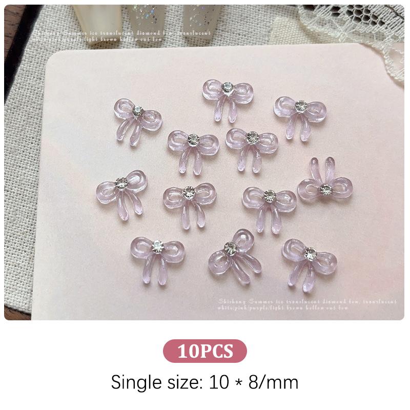 10Pcs Transparent 3D Nail Art  Bow Charms Accessories Parts For Manicure Nails Decoration Supplies