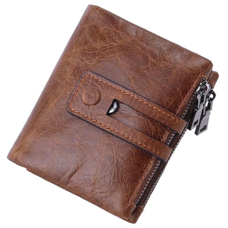 

[Lubonarie] wallet bi-fold men s fastener leather card Fashionable present simple large capacity black compact multifunctional Skimming prevention