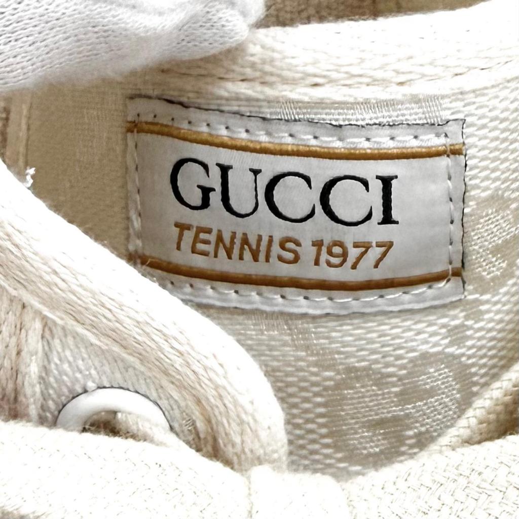 Great GUCCI sneakers tennis 1977 Platform with logo white GG canvas 36.5 746767 Used