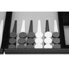 Backgammon 15"; 38 cm, dans Une Valise, Feutre et Simili Cuir surpiqués (Noir/Blanc/Gris)