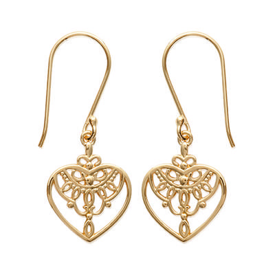 [K3803] - Gold Plated 'Love' Earrings - 15x35 Mm
