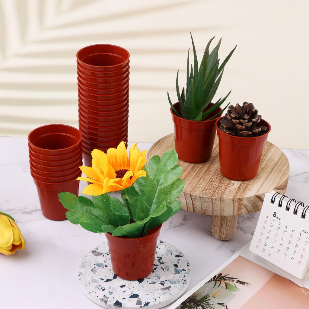 100Pcs Plastic Flower Pots 2.1In Mini Plastic Plant Pot Small Flower Pots Round Plant Nursery Pots With Drainage Holes For Seeds