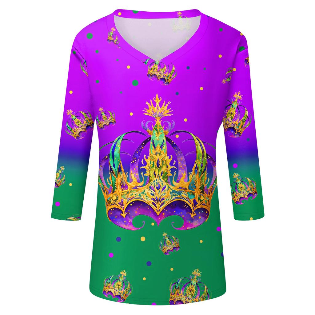 Dámské tričko s potiskem 3/4 rukáv denní víkendová móda základní véčkový výstřih běžný top