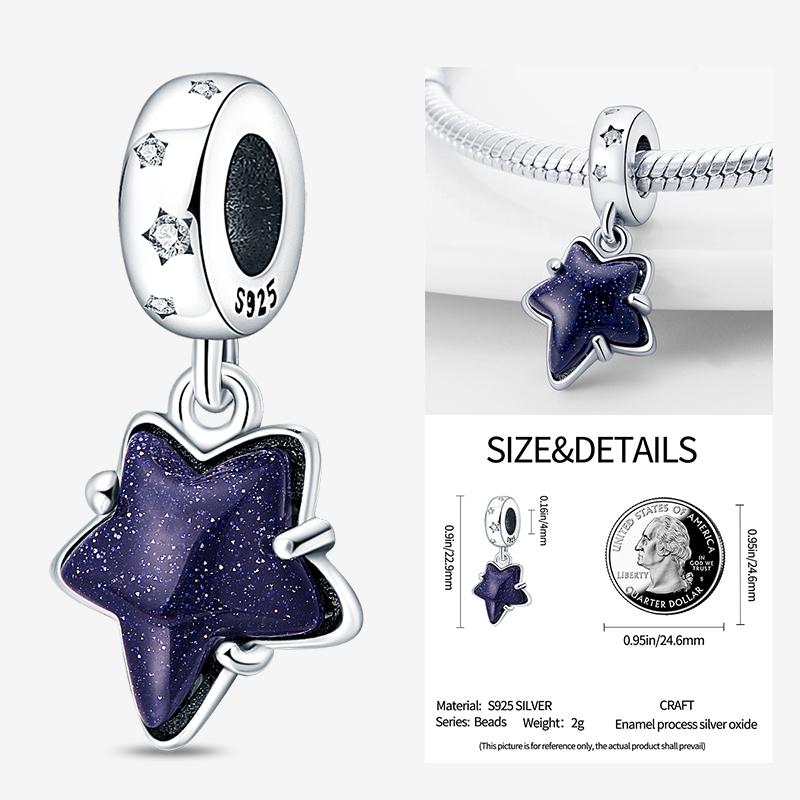 New In Star Moon Sun Series Charm Beads Fit Pandach Original Bracelet Women Copper Pendant Bead Jewelry Gift