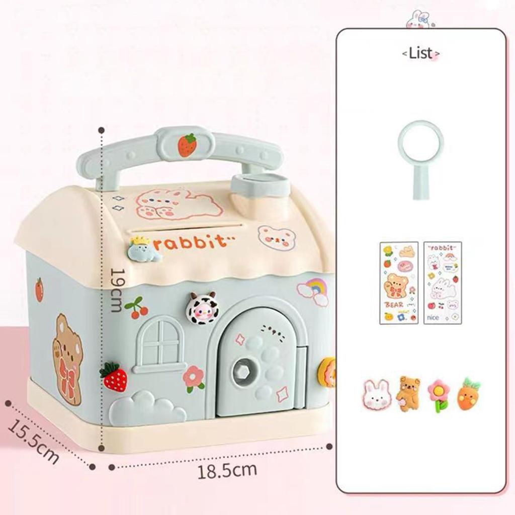 Piggy Bank with DIY Stickers House Money Box with Key Practical Gifts Exquisite House Piggy Bank for Party Favor Festival