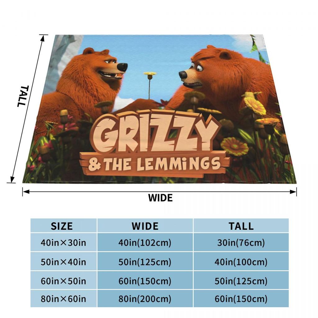 Grizzy Beer Cartoon Blanket Cover Flannel Throw Blanket Home Couch Decoration Soft Warm Bedspreads