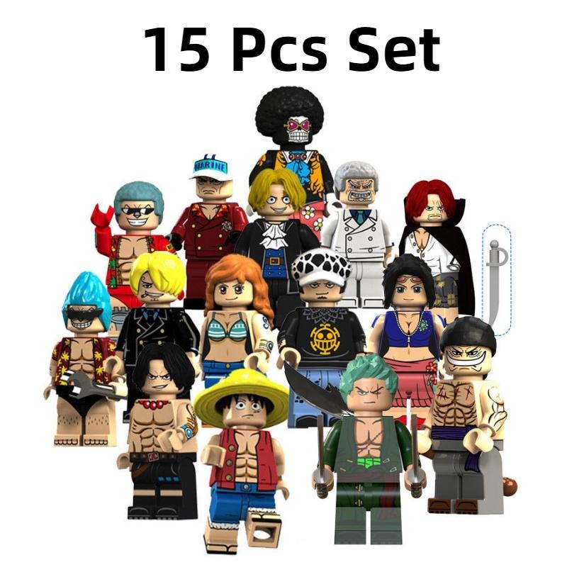 Set aus 15 One Piece Piraten-Bausteinen Chopper Luffy Zoro Robin Franky und mehr!