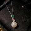 Women Brazil Chrysoprase Agate Gemstone Pearl Earrings Necklace Set