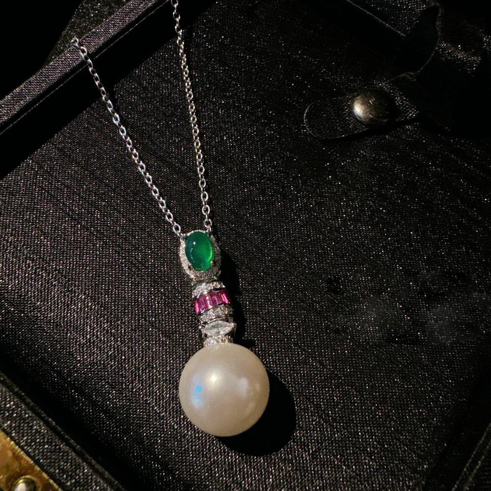 Women Brazil Chrysoprase Agate Gemstone Pearl Earrings Necklace Set