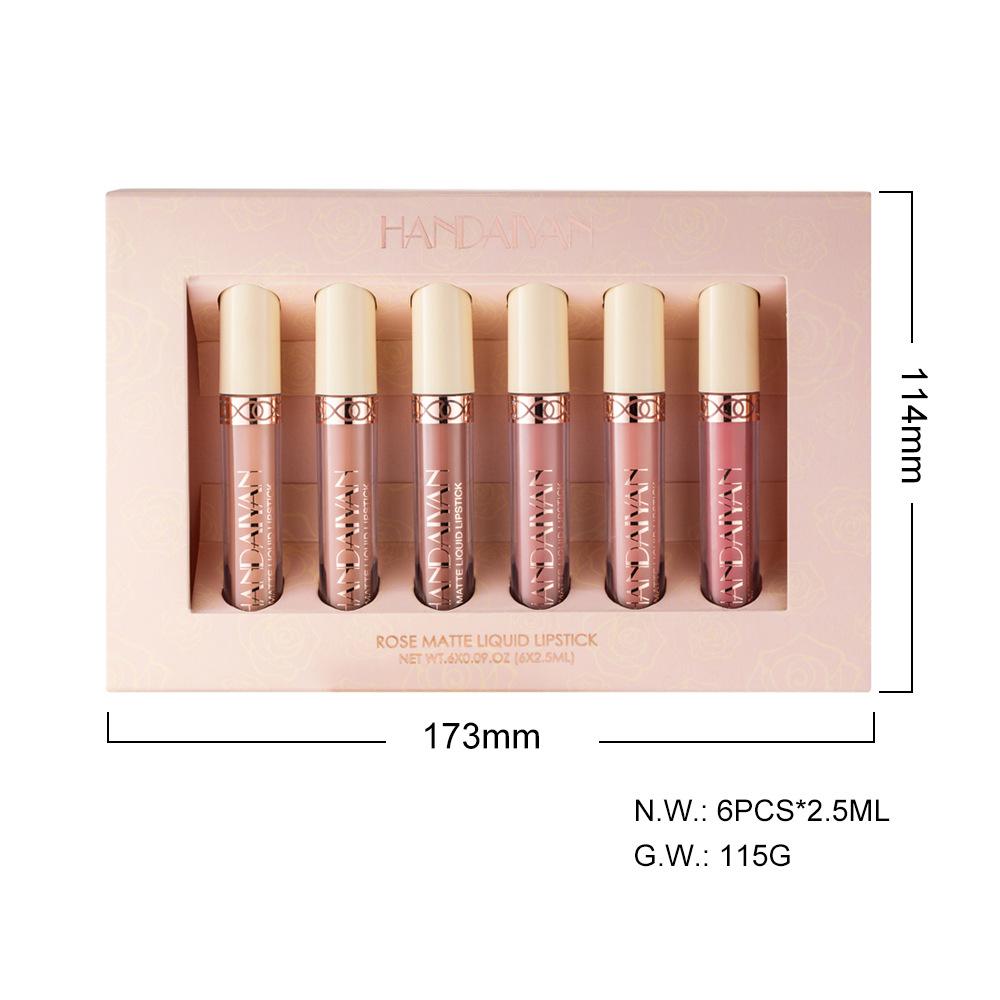 6pcs Matte Liquid Lipstick Set, Waterproof Velvet Naked Lip Gloss, Long-Lasting Non-Stick Cup Nude Red Lip Tint, Pigmented Makeup Cosmetics for Women